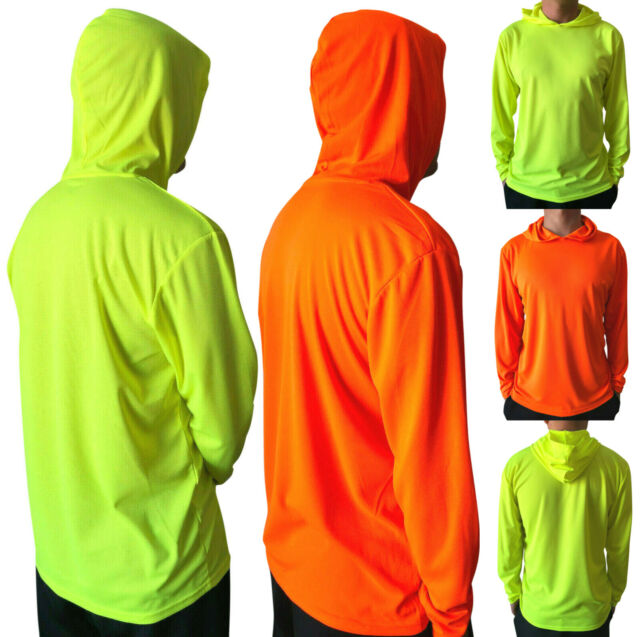 2pcs Hi Vis High Visibility T Shirt Long Sleeve Safety Work Tee Shirts With Hood 2pcs Hi Vis High Visibility T Shirt Long Sleeve Safety Work Tee Shirts With Hood