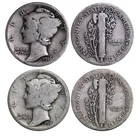 (2 PC. LOT) 1916 AND 1916-S Mercury Silver Dimes GOOD / VG FIRST YEAR ISSUE!