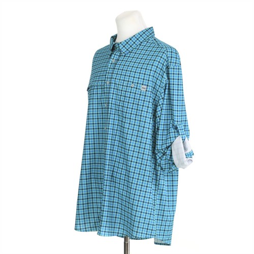 Field & Stream Green Blue Check Vented Roll Tab Fishing Shirt Mens 2XL - Picture 3 of 8
