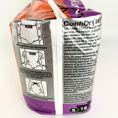 1 Diaper ConfiDry 24/7 Adult Overnight Thick Plastic Backed Brief Nappy Small - Picture 3 of 4