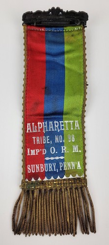 Antique Improved Order of Red Men Alpharetta Tribe No. 98 Ribbon Pin Sunbury, PA - Picture 2 of 14