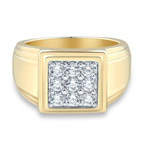 1.50 Ct Round Lab Created Diamond Anniversary Men's Ring 14K Yellow Gold Plated - Picture 4 of 6
