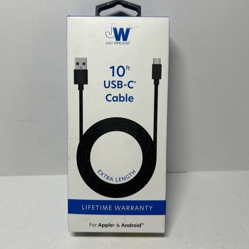 Just Wireless 10' TPU Type-C to USB-A Cable - Black - Picture 1 of 3