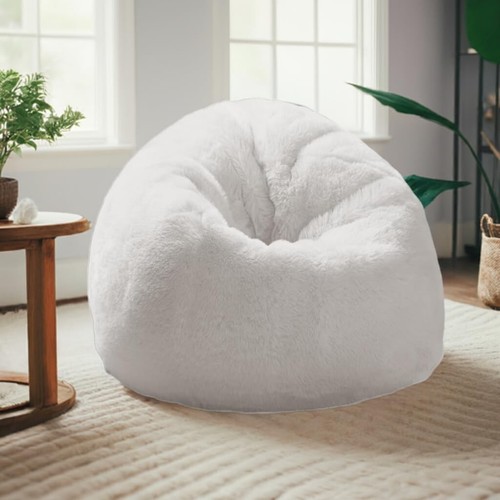 White Bean bag Chair Sofa cover without beans only cover fur XXXL For home Decor - Picture 3 of 4