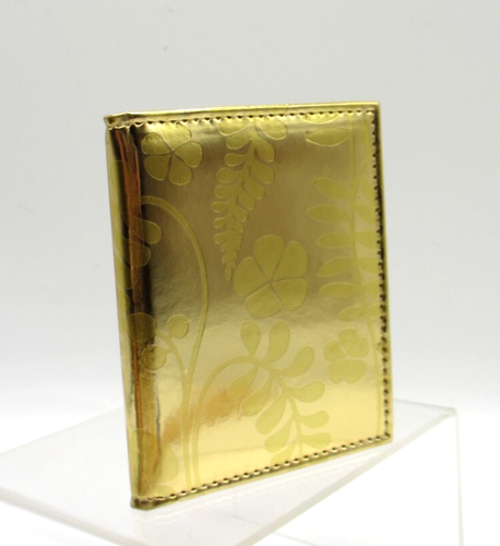 Bifold Frame MINI Holds Two 2x3" Photos Bi-fold Gold Floral Print - Picture 4 of 16