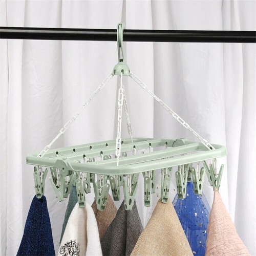 Folding Clothes Dryer Hanger 32-Clips Socks Underwear Rack Drying Dryer Clothes - Picture 22 of 37