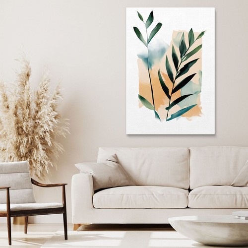 Quadro Botanico Moderno Astrazione Minimalista Di Fronde Di Palma Verdi , btn3 q - Imagen 3 de 4