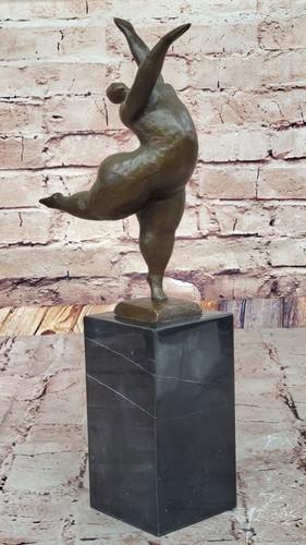 Figura Escultura Base Mármol Bronce Botero Bailarina Abstracta Firmada - Imagen 3 de 10