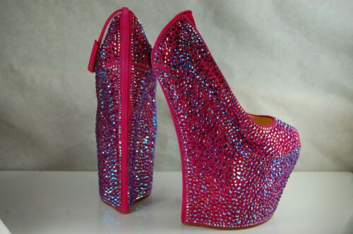 37/7❤️$3000 ZANOTTI TACONES ALTOS MENOS CUÑA ROSA GAMUZA CUERO CRISTAL ZAPATOS DE SALÓN ITALIA - Imagen 12 de 13