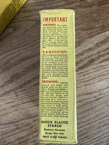 Vintage 12 OZ Unopened Box of 1920’s "QUICK ELASTIC HOT STARCH Advertisement - Picture 4 of 9