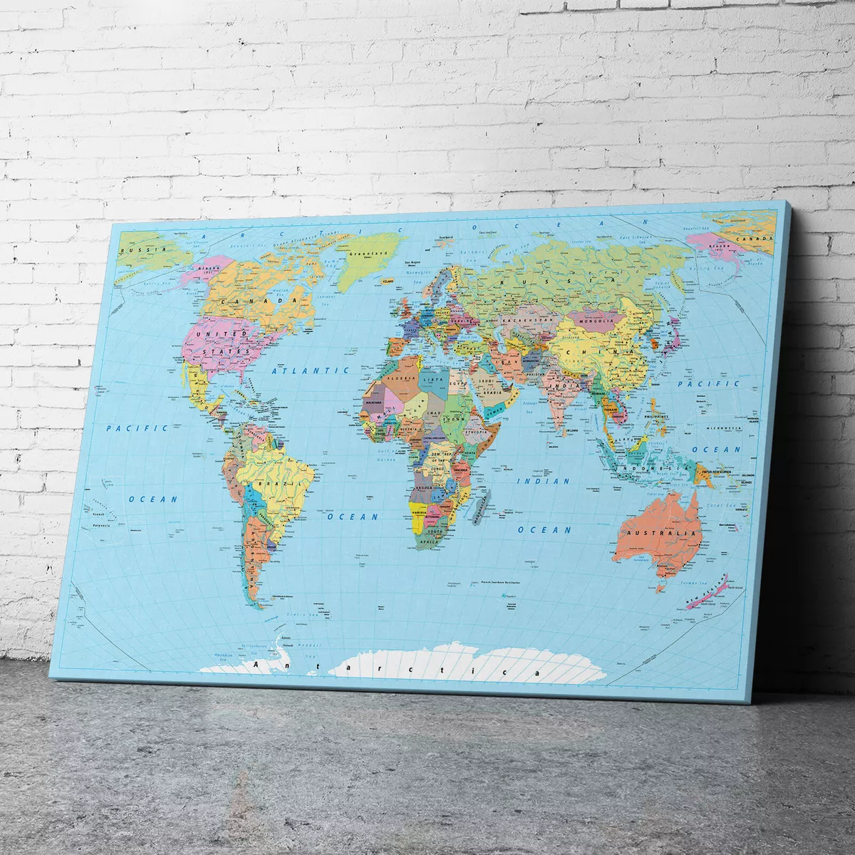 World Wall Maps Framed