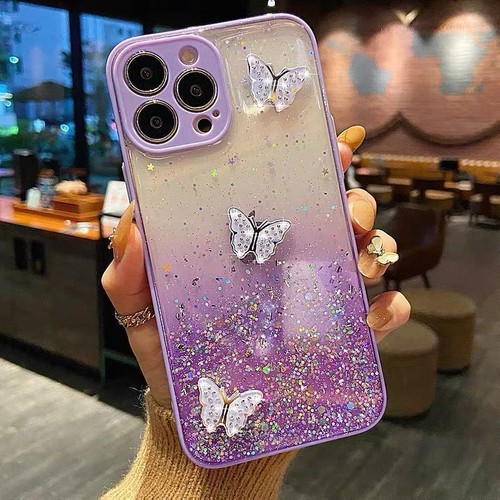 Für iPhone 14 13 12 11 15 16 Pro Max 7 8+ SE Hülle Glitzer Schmetterling Handyhülle - Bild 3 von 17