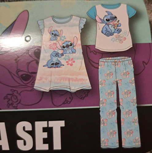 Disney Girl's Lilo & Stitch 3 Piece Extra Soft Pajamas, Size 4 - New w/ Tags - Picture 2 of 4
