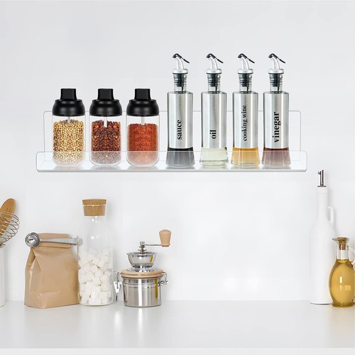 Clear Acrylic Floating Shelves Bathroom/Home Wall Mounted Storage Display Shelf - Picture 9 of 15