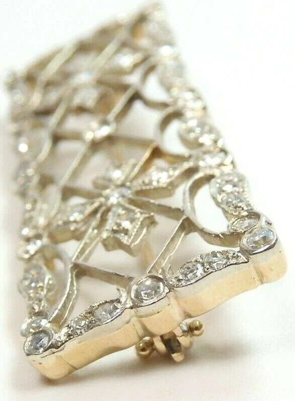 Broche broche diamante antiguo Art Deco años 20 13KY/W EGL EE. UU. 1,37 QUILATES E-F VS1-VS2 Foto 4 de 4