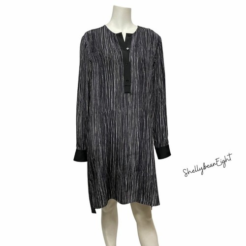 VINCE Wavy Stripe 100% Silk Shirt Dress OVERSIZED Relaxed Fit S M Chest 40" $425 - Picture 5 of 12