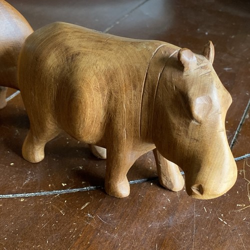 Hand carved hard wood Animal figurines Buffalo Rhino Hippo - Picture 8 of 12