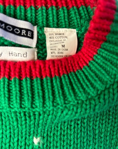 Jennifer Moore Vintage Handknit Colorful Holliday Reindeer Sweater size M - Picture 4 of 6