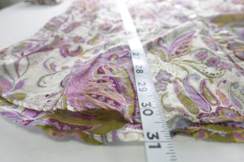 Zara Basic Blouse M Paisley Floral Button Down Purple Green Long Sleeve Boho Chi - Picture 6 of 9