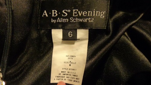 💗ABS Evening By Allen Schwartz Black Deep VNeck Bling Dress Cocktail Party Sz 6 - Picture 10 of 11