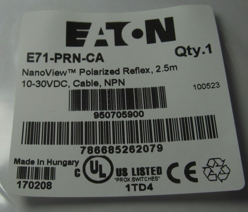 NEW EATON E71-PRN-CA NANOVIEW POLARIZED REFLEX PHOTOELECTRIC SENSOR 10-30VDC - Picture 4 of 4