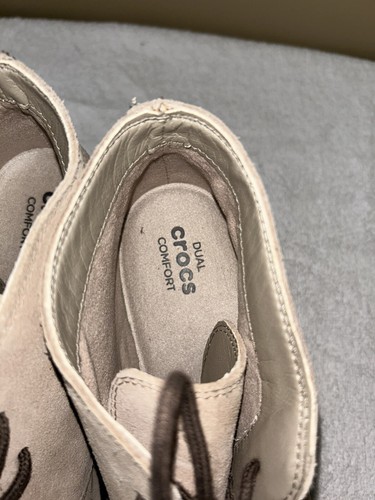 Crocs Women's Leigh Lace-Up Wedge Ankle Boot Tan heeled bootie sz 8 round toe - Picture 5 of 6