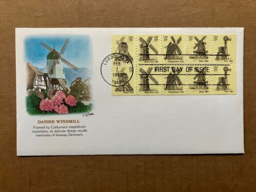 1980 15c USA Windmills 1738-42 Fleetwood First Day Cover Master Set of (6) - Picture 2 of 13