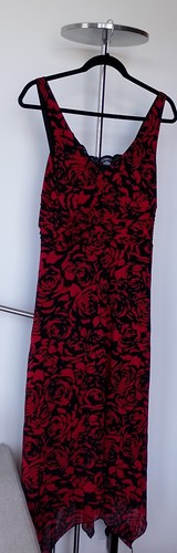 Ladies Miller's Dress Sz14 (Poss 12), Red Black Roses Floral, Empire, Below Knee - Picture 9 of 19