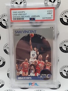 1990 NBA Hoops SAM VINCENT #223 Shows Michael Jordan PSA 9