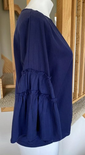 Allison Joy Women Small Navy Blue 3/4 Bell Sleeve Shirt - Picture 2 of 9