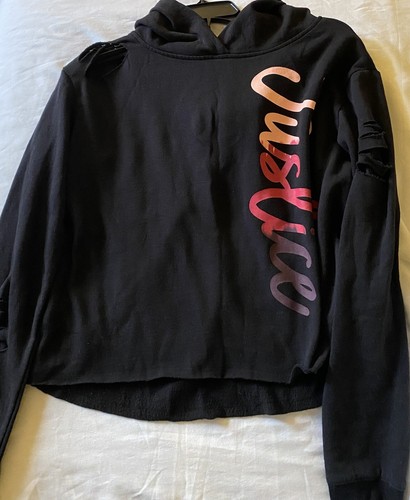 Justice girl’s cropped hoodie, size 18-20 Black - Picture 2 of 2