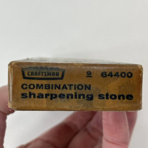 SEARS Pietra per affilare combinata artigianale 64401 scatola originale vintage 3/4x2x5 - Foto 10 di 11