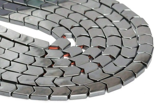 Pulsera collar cuentas sueltas hematita negra con flecha plana lisa en forma de V 15"" - Imagen 4 de 19