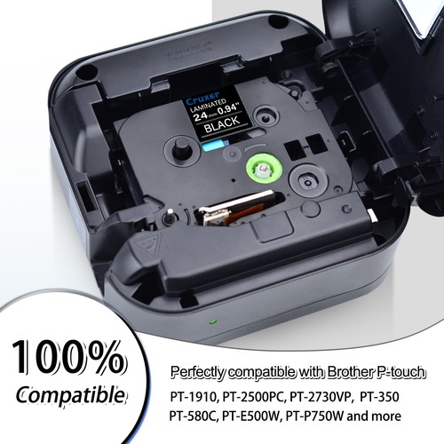 Laminated White on Black Label Tape for Brother P-touch PT-2200 24mm TZ TZe 355 - Picture 9 of 12