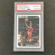 2014-15 NBA Hoops #140 Khris Middleton Signed Card AUTO 10 PSA/DNA Slabbed Bucks