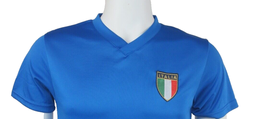 Camiseta Italia Bordada Logo Bandera Azul Manga Corta Talla Pequeña - Imagen 3 de 5
