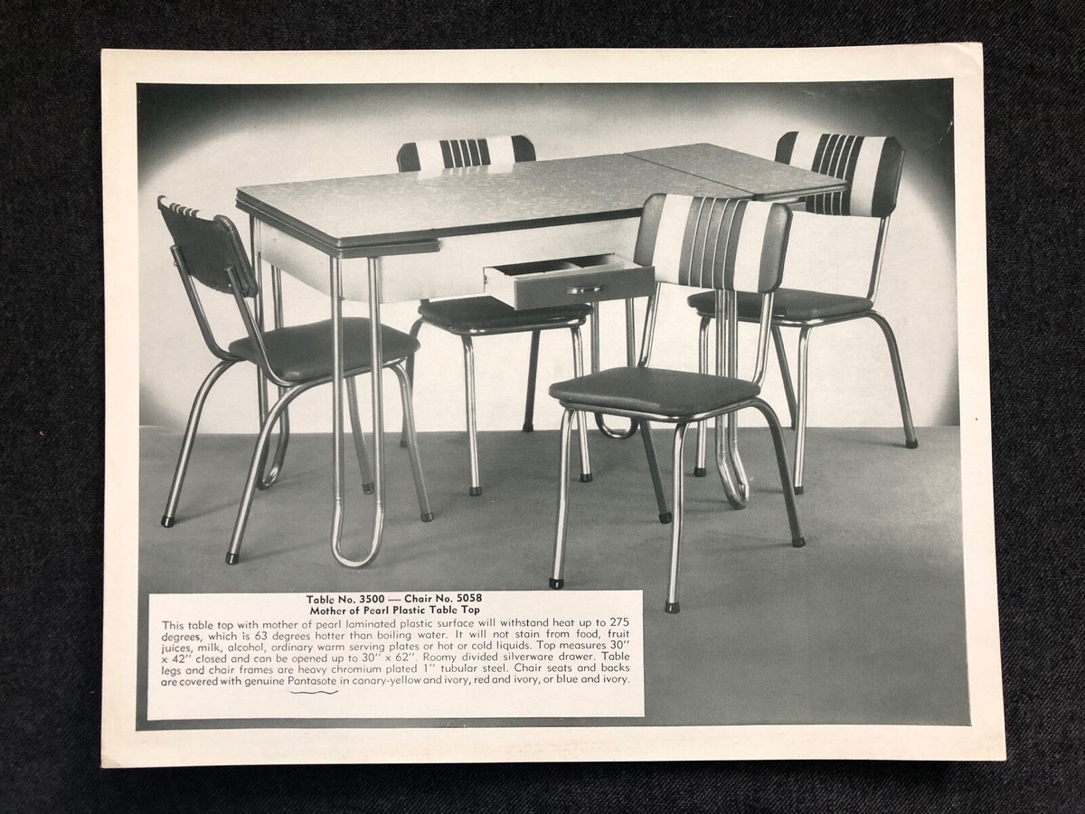 1950-1960年ヴィンテージブラック鉄製シェルフ5本フックつき FT0013 1950's PEERLESS CHROME Formica Dinette Table & Chairs Trade Card