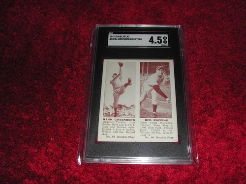 1941 Double Play #' 85/86  HOF 's Hank Greenberg & Red Ruffing SGC 4.5