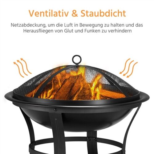 Feuerstelle mit Funkenschutz Garten Terrasse Feuerschale FirePit Outdoor Heizung - Bild 9 von 12