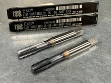 (2) OSG M8x1.25 Bottom Tap D5, Coolant Thru, 4 Flute, Oil Hole ExoTap 1105700208