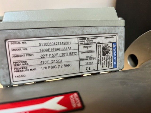 Brooks MT3809 3809E16BAHJA1A1 Flow Meter 3" Variable Area with Manual NEW - Picture 6 of 7