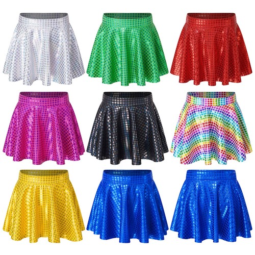 Kids Girls Skirt Sequins Ballroom Costume Shiny Stage Performance Birthday - Picture 3 of 48