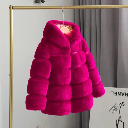2-10 Years Kid Girls Faux Fur Coat Autumn Winter Children's Cotton-Padded Jacket - Picture 21 of 22