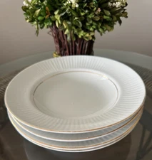 Gibson Black Tie (Gold) Open Soup Bowls-Salad Bowls White Porcelain Claremont