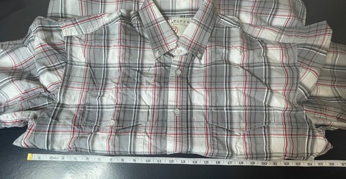 Roper Button Shirt Mens Sz Large Short Sleeve Purple Gray Red Plaid Western - Picture 4 of 5