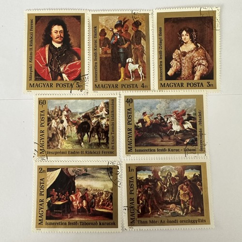 1976 Hingary Art Paintings Lot Seven Postage Stamps Hangarina Protestant History - Picture 22 of 24