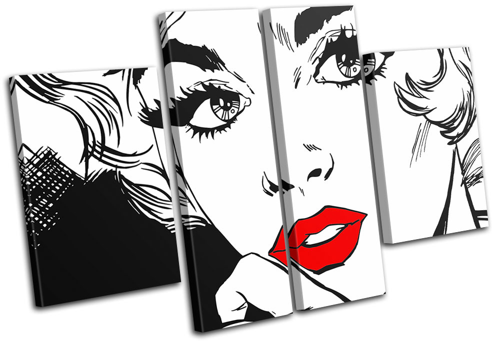Sexy Popart Lips Illustration MULTI Leinwand Wand Kunst Bild drucken