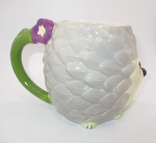 NEW Ceramic Hedgehog Coffee Mug 17 ounce Purple Flower On Handle - Picture 3 of 5