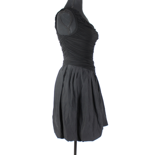 Elexiay Lagos Bubble Mini Dress NEW Black Ruched Sleeveless One Shoulder Size M - 第 2/8 張圖片