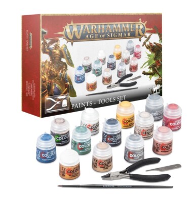 WARHAMMER AOS AGE OF SIGMAR PAINTS + TOOLS SET 80-17 NEW FACTORY SEALED
